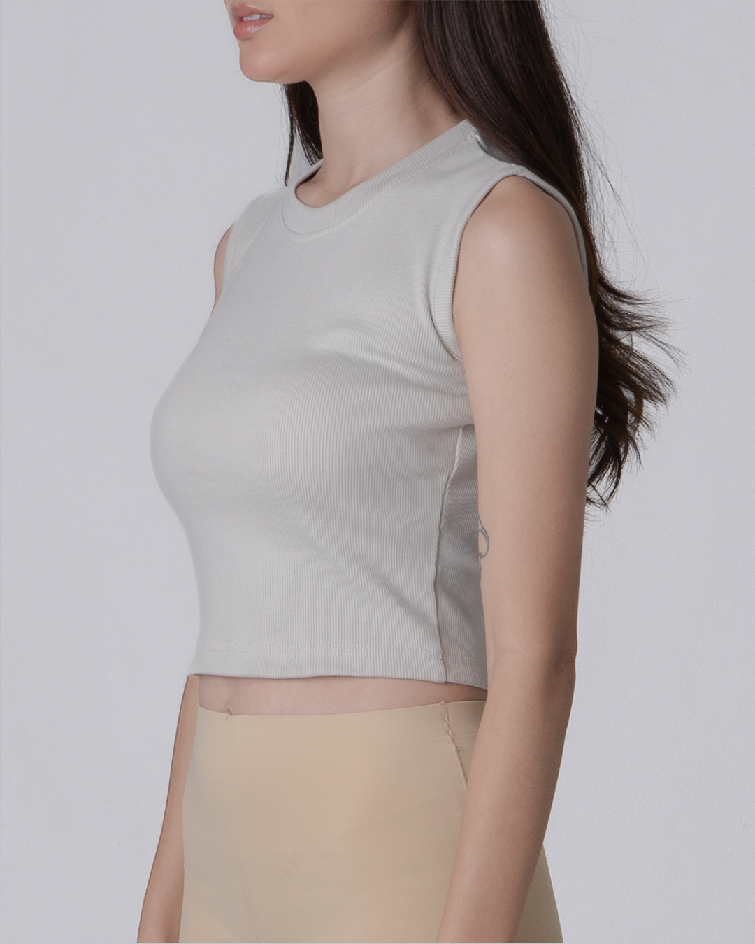 Cotton Rib Tanktop Set – 2 Pieces Black & Beige